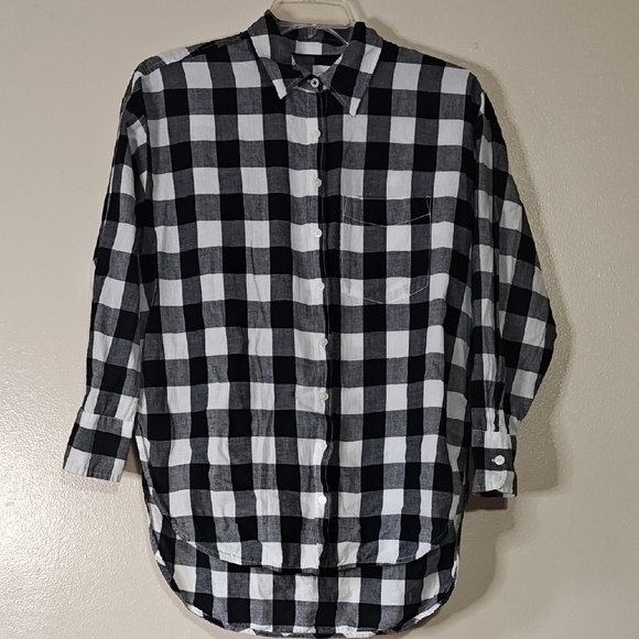 Maeve by Anthropologie Black and White Checkered button down Shirt size S - Picture 1 of 7